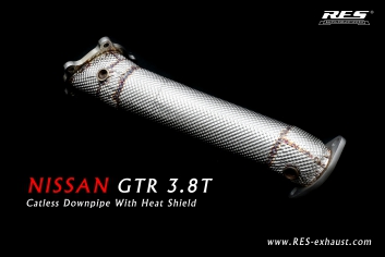 All SS304 / Decat Downpipe With Heat Shield 